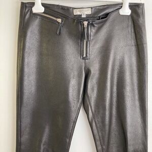 Jill Stuart low-slung buttery-soft women's leather pants with front zip, black